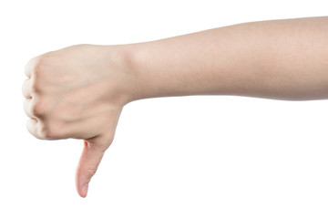 Male hand sign, isolated with clipping path on white background