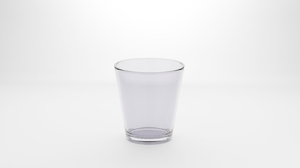 3d clear glass of water on white background