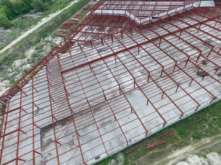 Abandoned construction site of commercial center in Kiev (drone image).