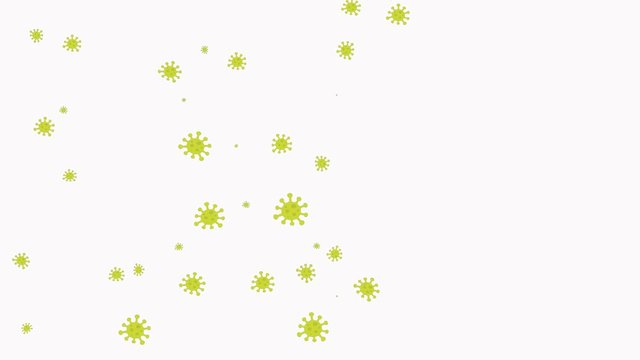 Background animation shows the spread of viruses at the beginning, but then takes them away due to airing or disinfection.