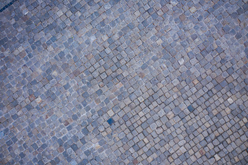 view cobblestone road from drone, background, pattern
