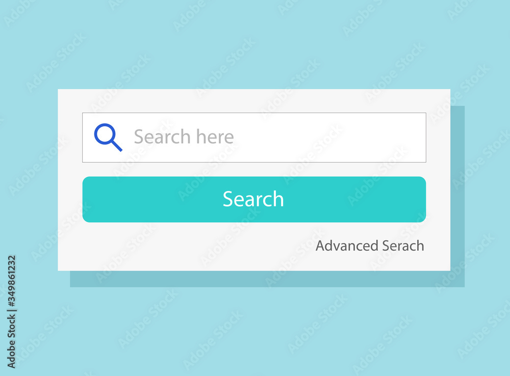 Aufkleber Search bar web form window field with button vector ux design, illustrated ui search box and button with magnifying glass interface modern element isolated image
