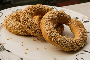 Special Turkish bagel for ramadan, bagels with sesame seeds