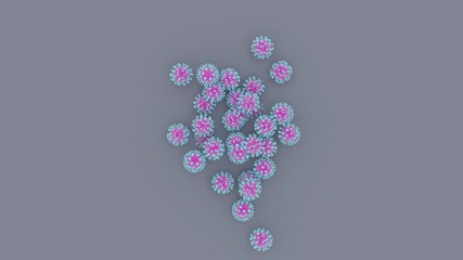 Animation of Covid-19 coronavirus cells replicating and filling the screen.
