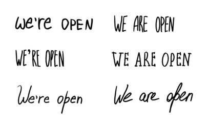 Hand written we are open