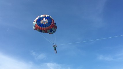 parasailing in the sky