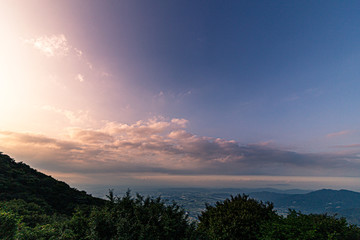 Obraz premium 夕方のつくば山頂から見る景色