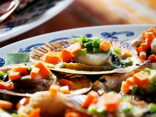 Tasty sea food on a Dish from the chef.