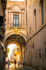 La Valletta city town downtown historical european capital of Malta during the Golden Hour in a magical atmosphere