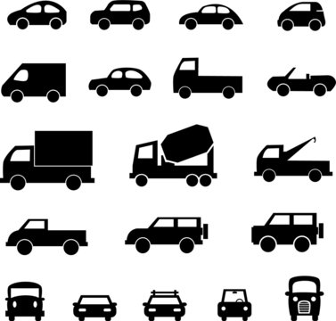 Vehicle transport cars vector icon set
