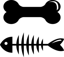 Bone and fish bone vector icon