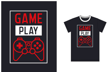 Game t-shirt game play joystick vector printing template