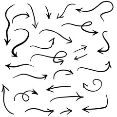 black hand drawn arrows set icon template color editable. Art design grunge sketch handmade watercolor doodle symbol vector sign isolated on white background. Simple logo vector illustration for graph