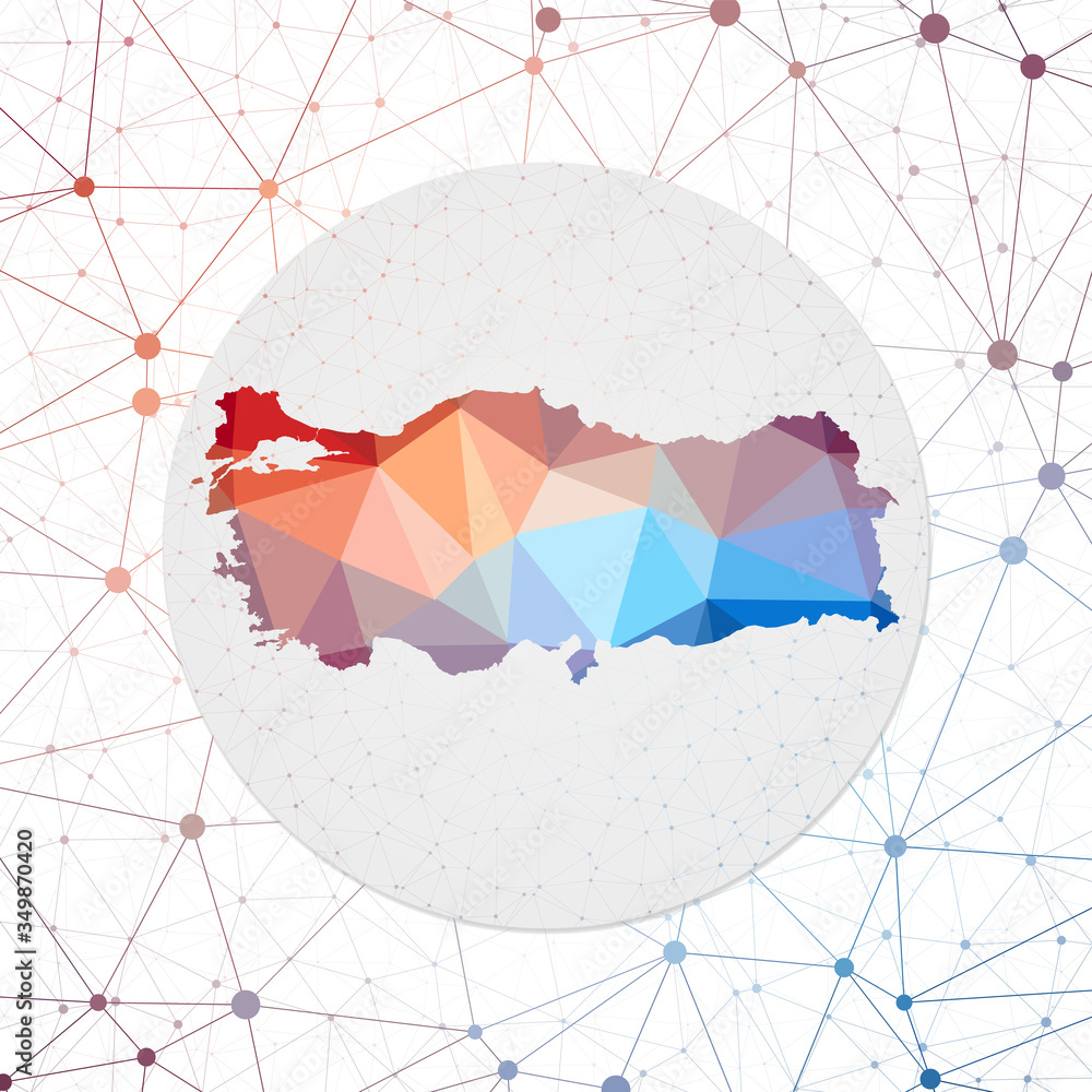 Poster abstract vector map of turkey. technology in the country geometric style poster. polygonal turkey ma