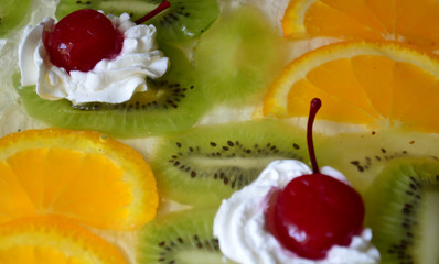 fruit and cherry with cream