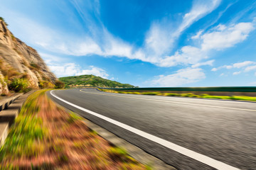 motion blur of the mountain road.