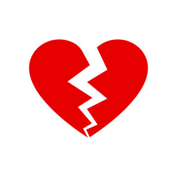 Red broken heart isolated on white background. Vector Illustration Eps10.