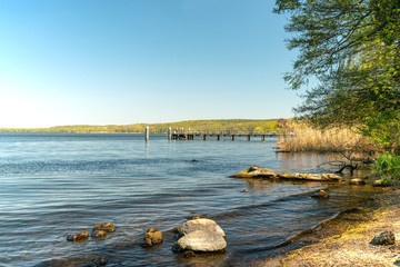 View at the Lake Templin landing stage from the Caputh Palace park