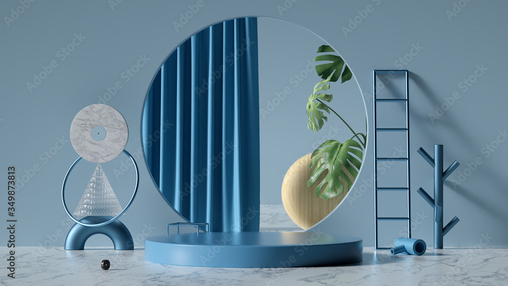 Poster abstract background,round platform,show a product,empty scene, 3d rendering,conceptual image.