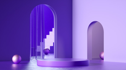 abstract background,round platform,show a product,empty scene, 3d rendering,conceptual image.