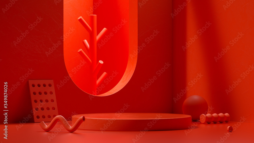 Poster abstract background,round platform,show a product,empty scene, 3d rendering,conceptual image.