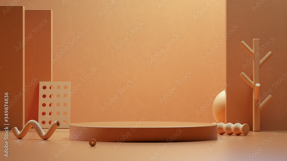 Poster abstract background,round platform,show a product,empty scene, 3d rendering,conceptual image.
