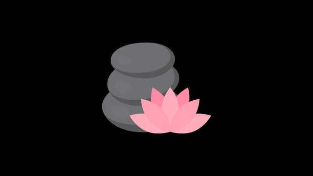 spa icon animation spa pebbles stone icon lotus on green background. video footage, 4K