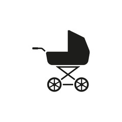 Fototapeta na wymiar Baby carriage silhouette icon. Vector. Isolated.