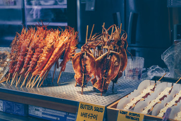 korean snacks butter squid shrimps and octopus tentacles