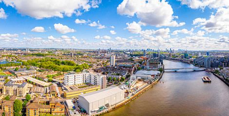 Aerial view of Thames in Fullham in the morning, London, UK