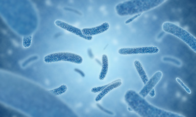close up of 3d illustration microscopic blue of Legionella pneumophila bacteria is the causative agent of Legionnaires disease and Pontiac fever