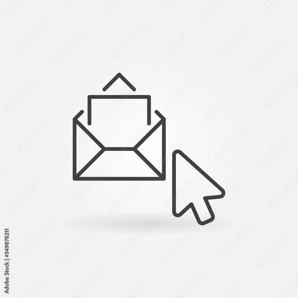 Poster Mouse Click on Envelope linear icon. Vector E-mail Checking concept sign in outline style
