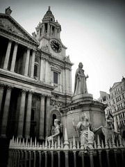View of St. Pauls cathedral, London. Black and white