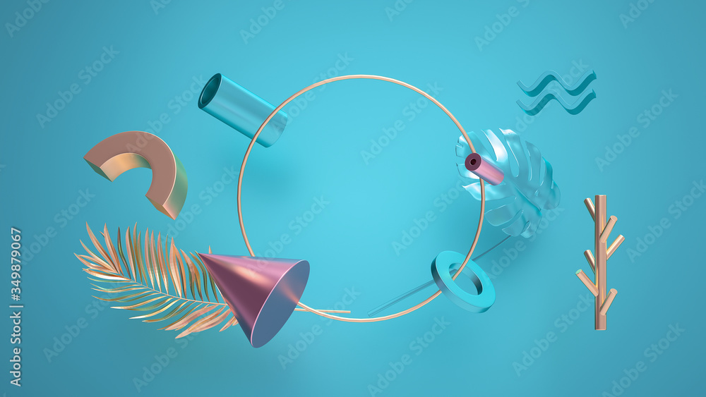 Poster 3d rendered illustration with abstract geometric shapes,3d rendering,conceptual image.
