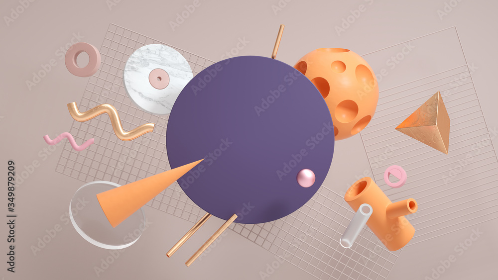 Poster 3d rendered illustration with abstract geometric shapes,3d rendering,conceptual image.