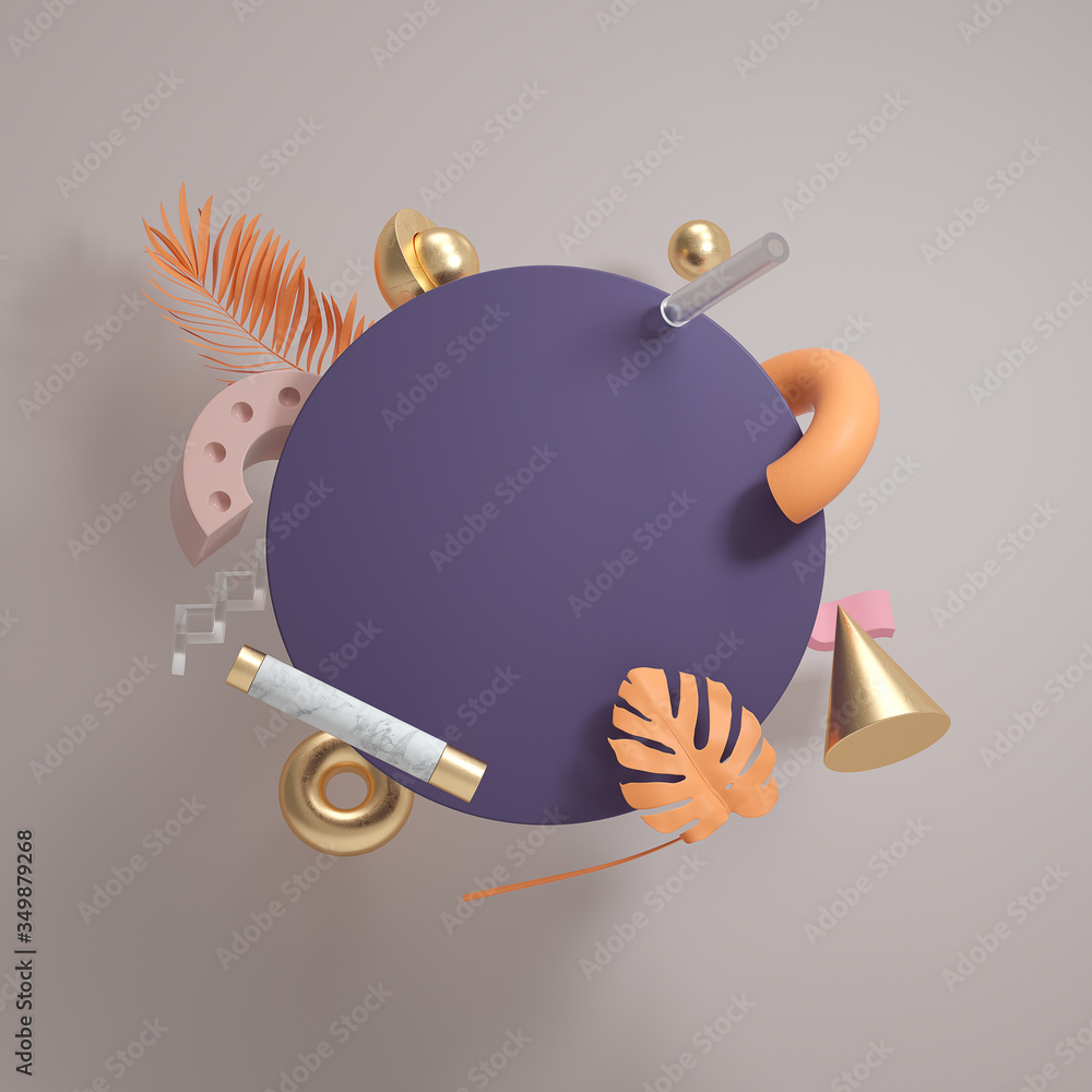 Poster 3d rendered illustration with abstract geometric shapes,3d rendering,conceptual image.