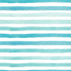 Hand drawn seamless pattern with blue watercolor stripes . Hand made brush strokes texture.  Can be used for banner, card, poster, textile, wallpapers etc.