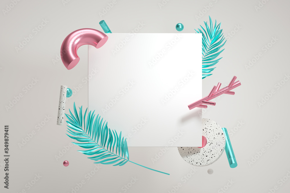 Poster 3d rendered illustration with abstract geometric shapes,3d rendering,conceptual image.