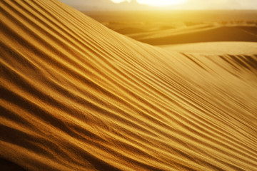 Sand dunes in the Sahara Desert. Beautiful sunset in the Sahara desert