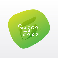 Sugar free icon. Green gradient vector sign isolated. Illustration symbol with leaf for food, product sticker, package, label, healthy eating, design, diet, diabetes, diabetic
