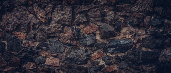 Dark brown stone wall texture background