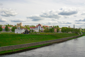 Fototapeta na wymiar Vitebsk, Belarus - 14 May, 2020: Western Dvina River in center