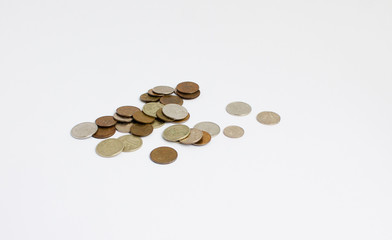 coins rubles are on a white background