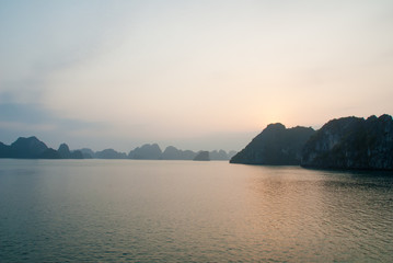 Sunset over Halong bay, Vietnam 