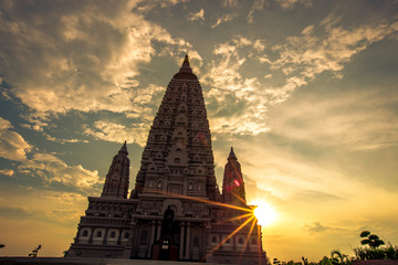 Background of religious tourist sites that tourists come to make merit, Buddhakhaya Chedi (Buddhist Maha Chedi) is located in WatPanyanantaram Temple in Pathum Thani Province, Thailand.