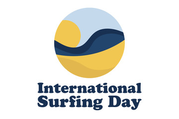 International Surfing Day. June 20. Holiday concept. Template for background, banner, card, poster with text inscription. Vector EPS10 illustration.