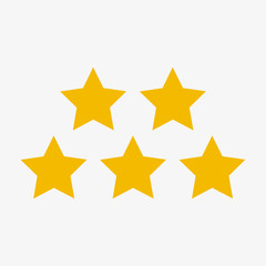 Vector illustration five quality stars,rating stars,flat icon for apps and website