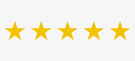 Vector illustration five quality stars,rating stars,flat icon for apps and website