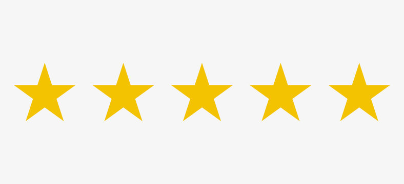 Vector illustration five quality stars,rating stars,flat icon for apps and website