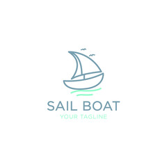 Simple Sailboat dhow ship line art logo design. Traditional Sailboat from Asia / Africa